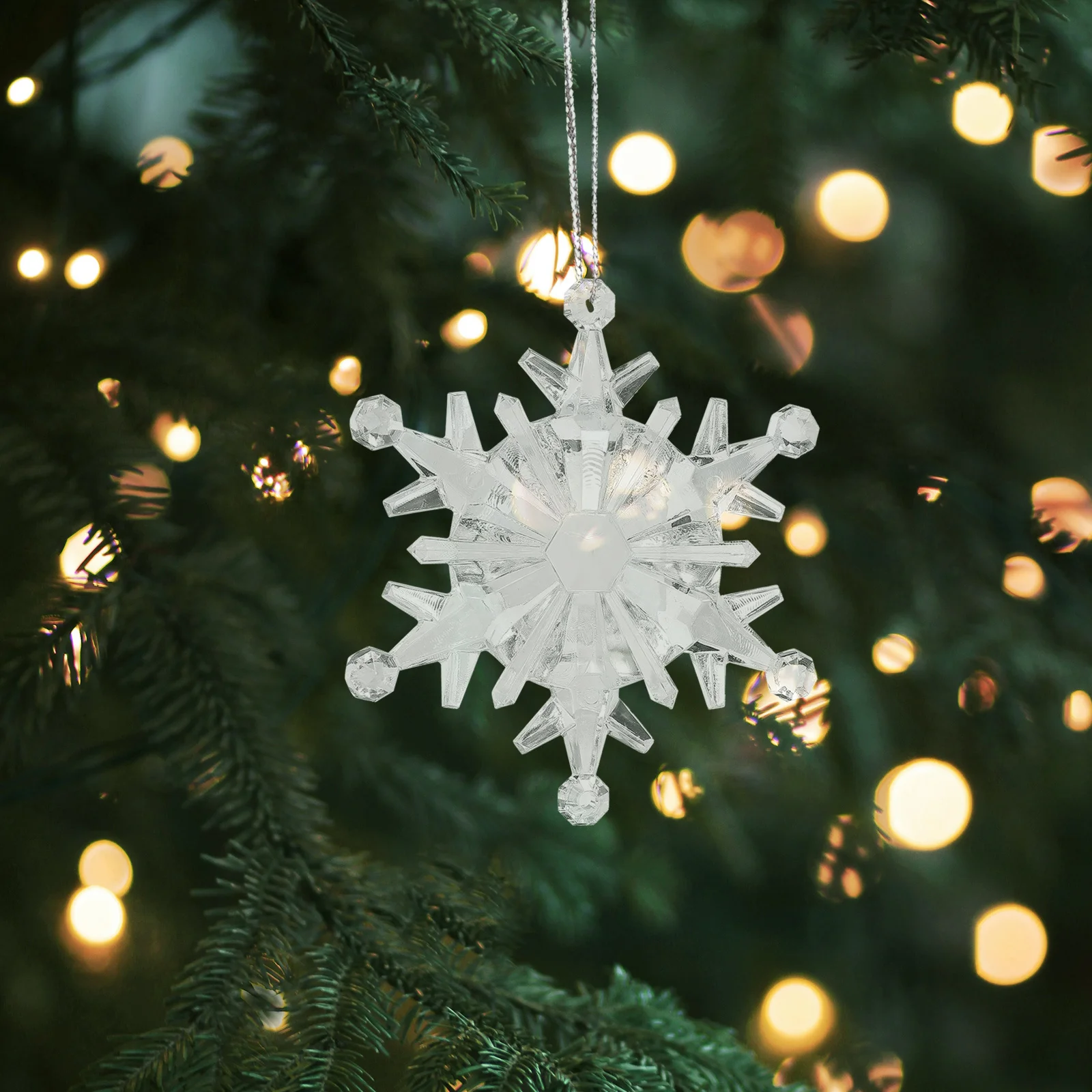 

50 Pcs Hanging Holiday Decorations Clear Snowflake Christmas Mini Snowflakes Ornaments