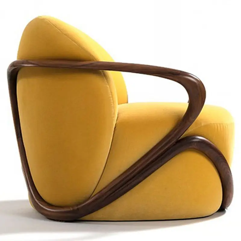 New Chinese single sofa chair combination modern simple solid wood leather fabric hotel bedroom leisure balcony furniture