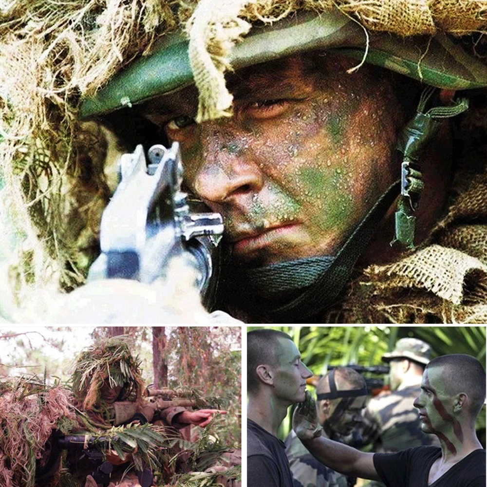 Barra pintura facial camuflaje tricolor impermeable fácil extracción