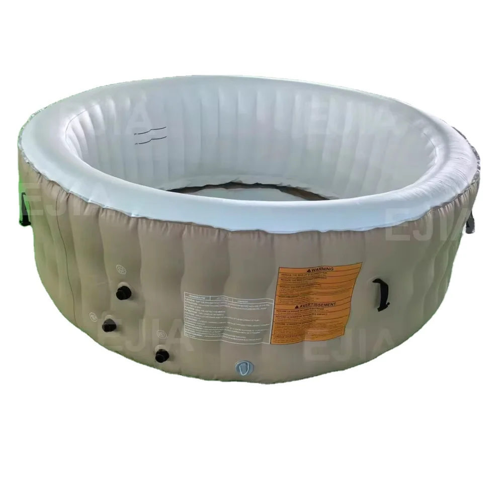 Outdoor Heated Hot Tub Spa Round Inflatable Pool Whirlpool Bathtub for Adults Durable PVC and Wood with PC Material