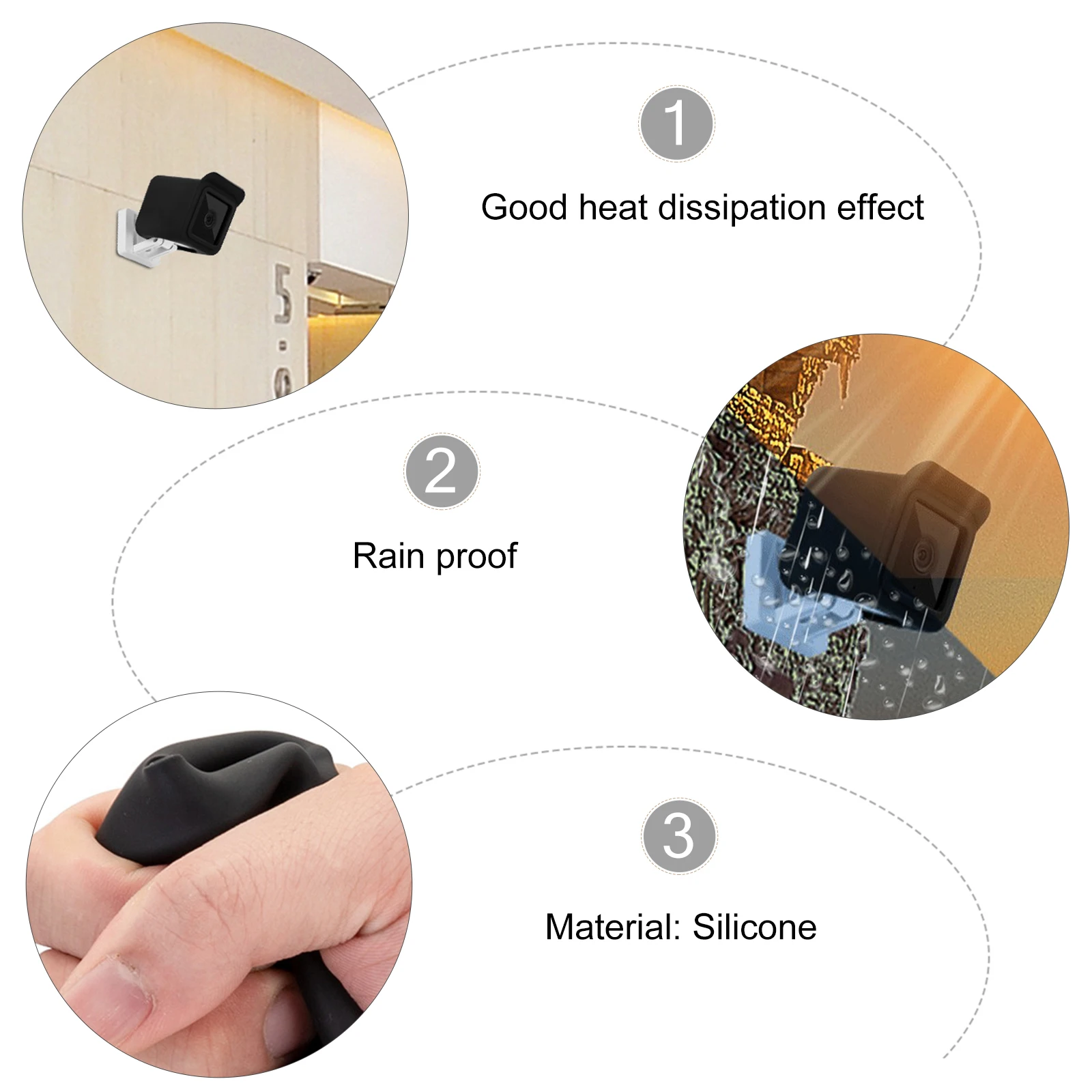 

Cam V3 Camera Protective Case Black Silicone Cover Security Camera Weather Resistant Dome Protector Replacement