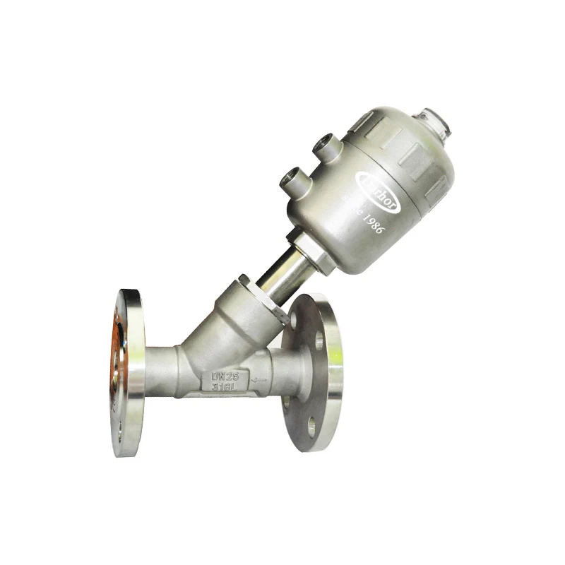 Darhor stainless steel pneumatic actuator angle seat valve flange type