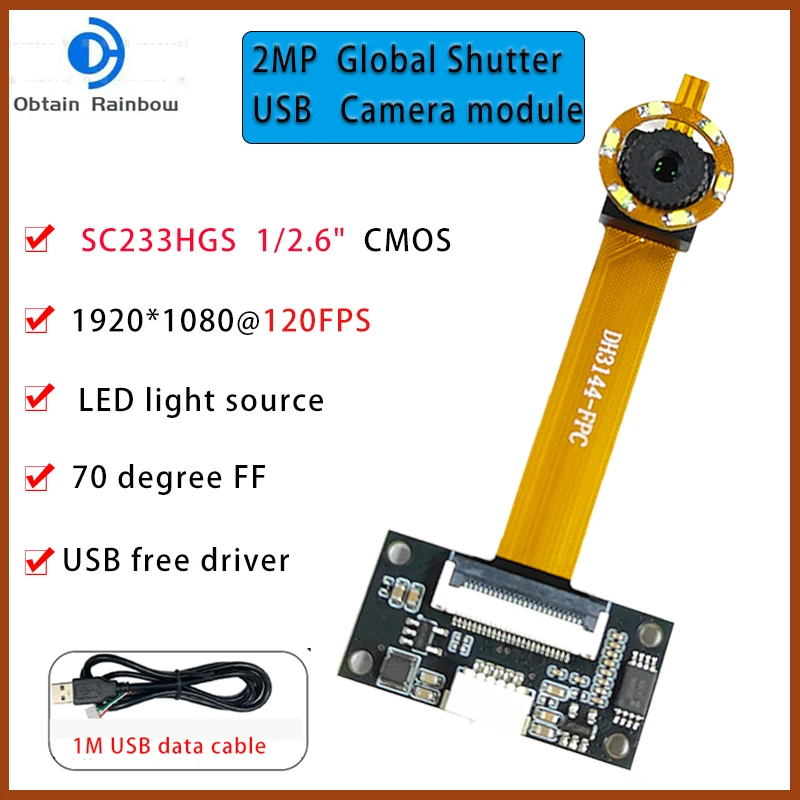 

2MP HD 1/2.6-Inch SC233HGS CMOS USB Camera Module FF Global Shutter Industrial with 120FPS High-speed Moving Capture Capability