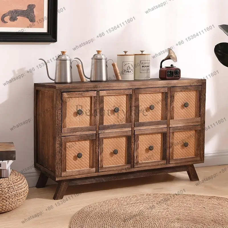 Retro Storage Chest Of Drawers Organizer Simple Design Bedroom Living Room Cabinets Shelf Wooden Home Furniture Cajonera
