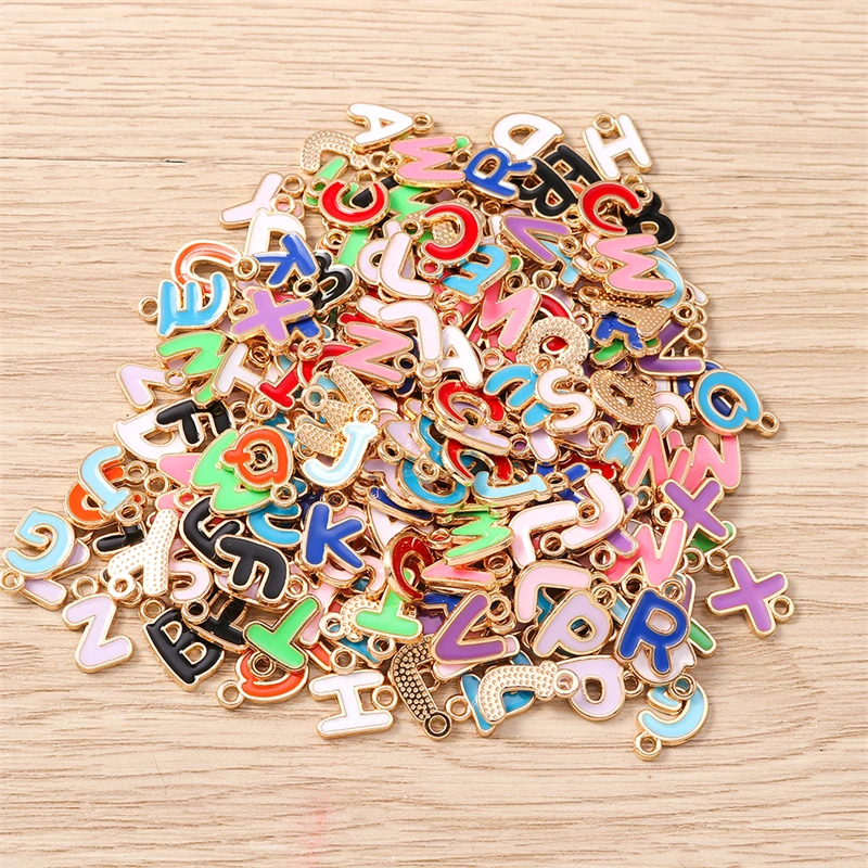 

26pcs Mix Random Color Enamel Alphabet A-Z Letter Charms Pendants for Jewelry Making Earrings Necklaces Bracelets Accessories