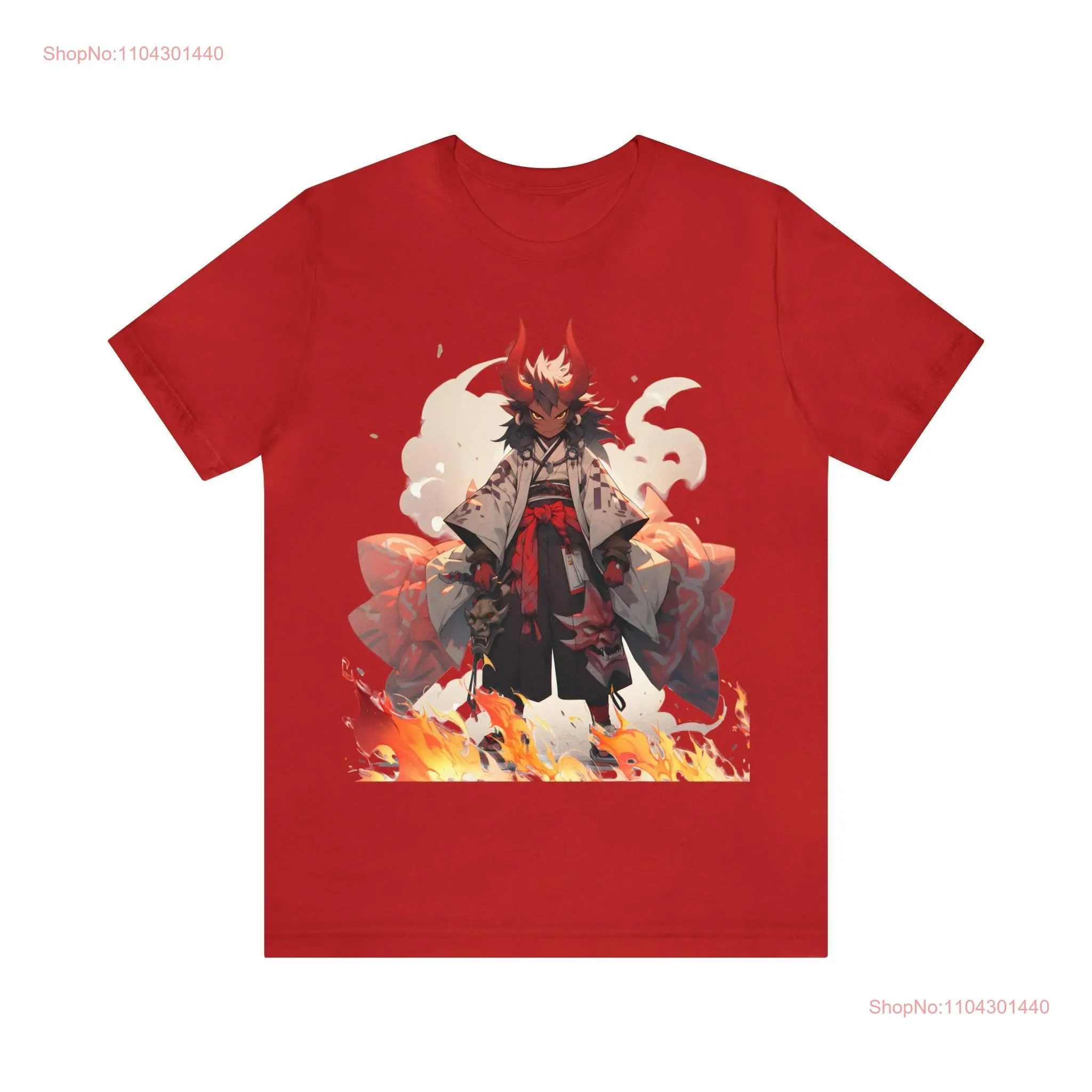 Demon Samurai Anime T Shirt 3 Colors s for Him Convention Japanese Shonen Art HD Flames Gamer long or short sleeves