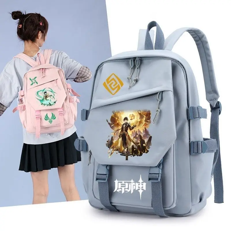 

Genshin Impact Game Merchandise Elementary And Middle School Students Male Anime Kaedehara Yae Hu Tao Klee Venti Double Shoulder