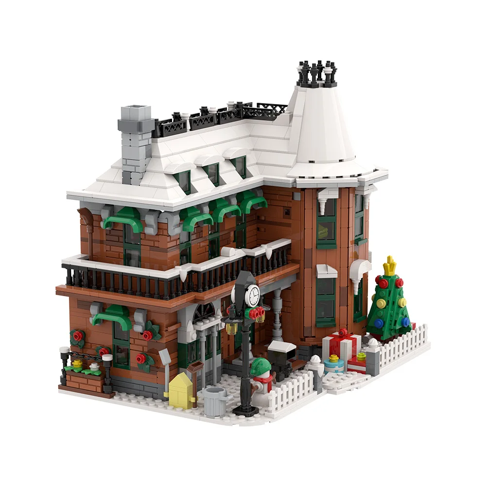MOC Prachtige Levensscène Architectuur Bouwstenen Model Kerst Thema Winter Huis Bakstenen Gemonteerd Speelgoed Kinderen Cadeau