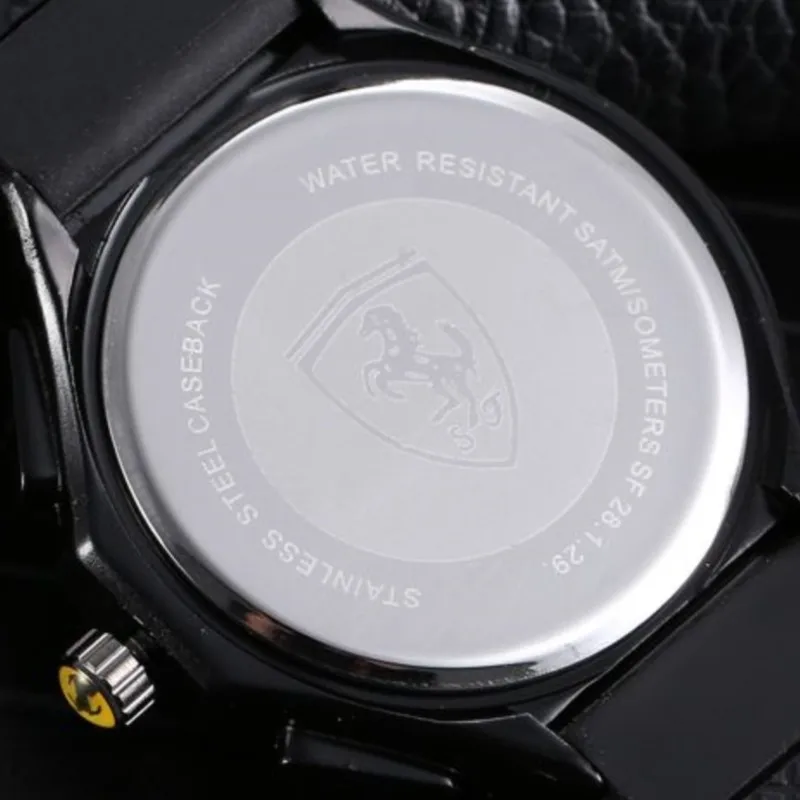 العصرية والعصرية الطلب الكبير سيليكون الرياضة ساعة كوارتز رجالية لفيراري 458 488 599 612 FF F12 اكسسوارات الديكور