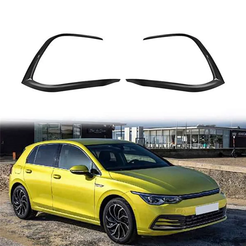 Car Glossy Black Front Bumper Fog Light Lower Grille Frame Spoiler Splitter for VW Golf 8 MK8 2020 2021 2022