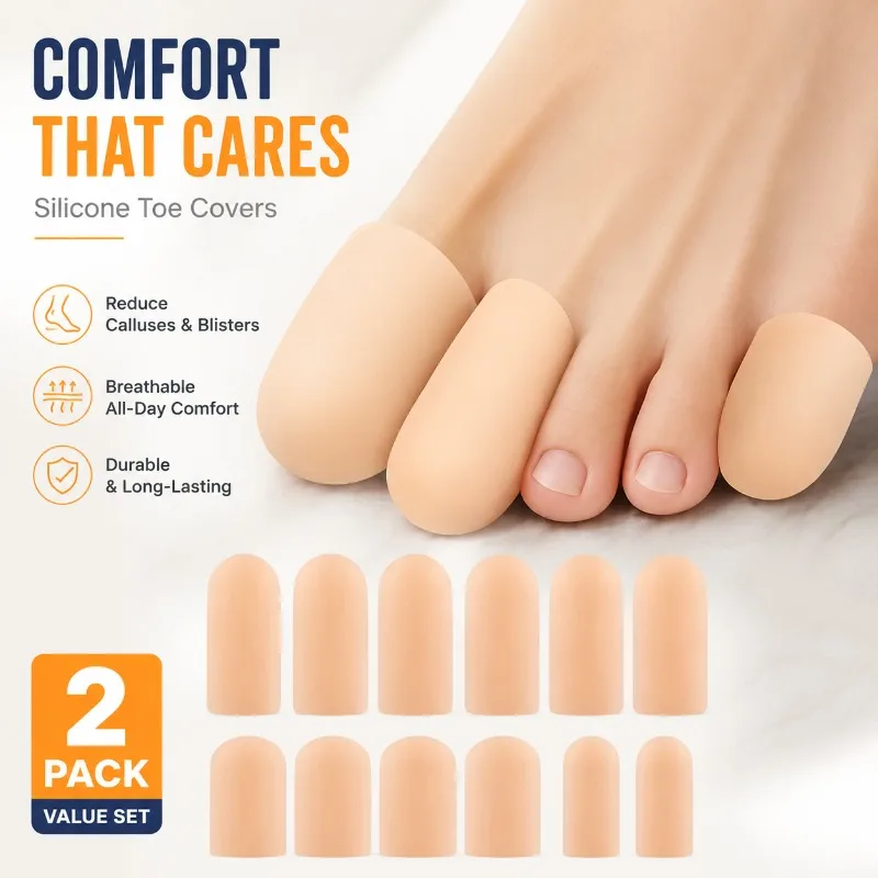 Silicone Toe Covers for Big Toes,Breathable, Reduce Calluses & Blisters, Slip-On Design for Walking