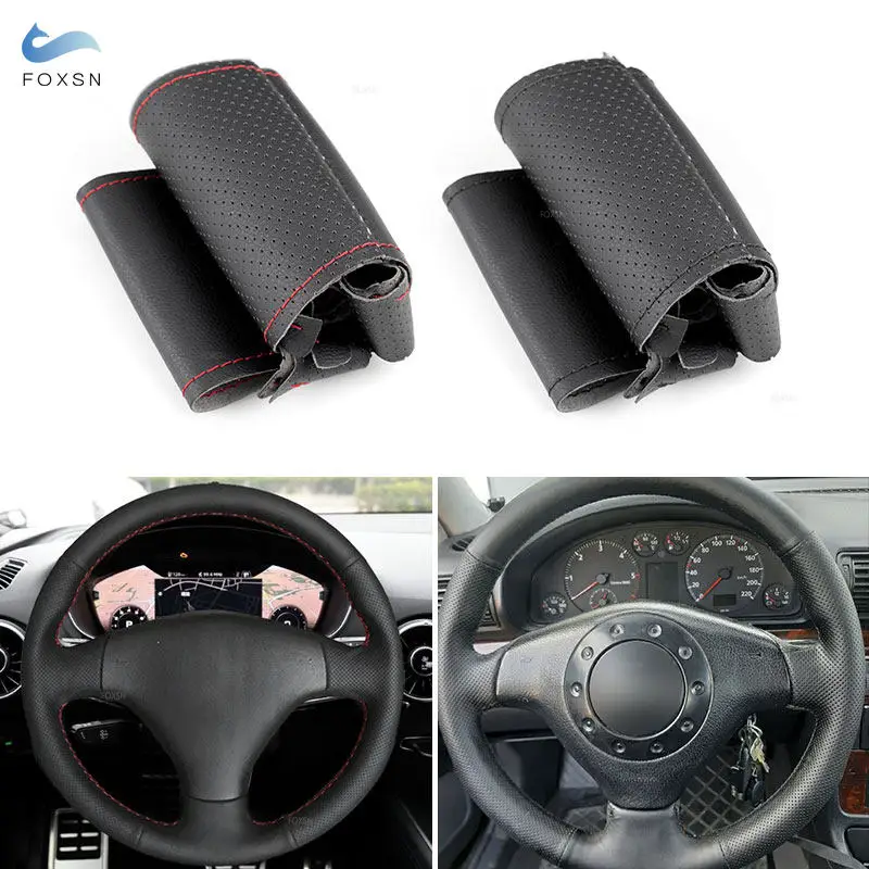 Car Steering Wheel Microfiber Leather Cover Trim Accessories For Audi 3-Spoke A3 2000-2003 A4 2003-2005 S4 RS 6 TT 2001-2006