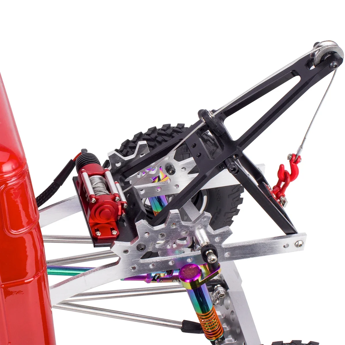 RC Car Metal Steel Wired Automatic Simulated Winch with Switch for 1/10 RC Crawler Car Axial SCX10 RBX10 D110 D90 TRX4 TRX6