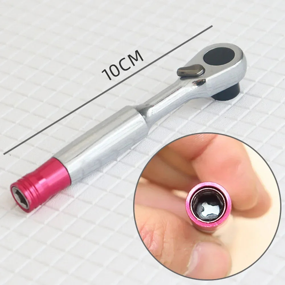 섬세한 솜씨 1/4 인치 비트 렌치 컴팩트 래칫 렌치, 전기 도금 외관, 정방향 및 역방향 기능