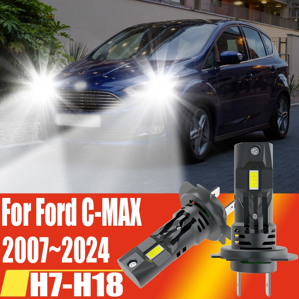 2pcs H7 Led Headlight Canbus High Power Car Bulb White Auto Fog Lights Moto Turbo Diode Lamp 12v For Ford C-MAX C MAX 2007~2024