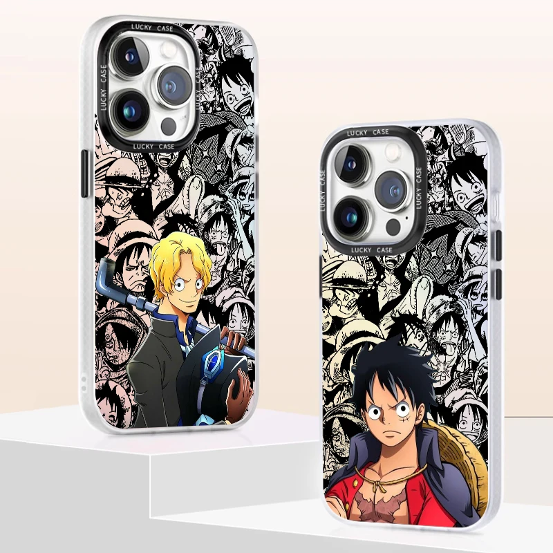 Luxury One Piece Luffy Zoro Phone Case For Apple iPhone 15 14 13 12 11 XS XR X Pro MAX 8 7 Plus Laser Gradient Soft Cover