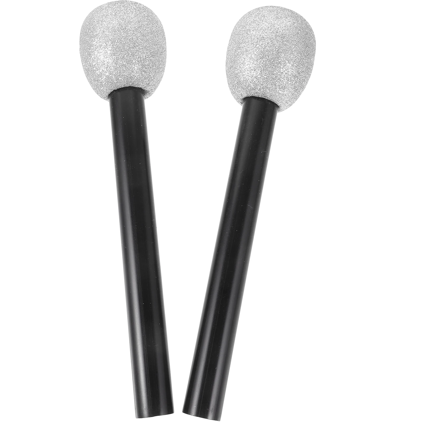 

2pcs Foam Microphone Glitter For Pretend Play Stage Performance Cosplay Party Photo Prop Retro Lightweight Safe