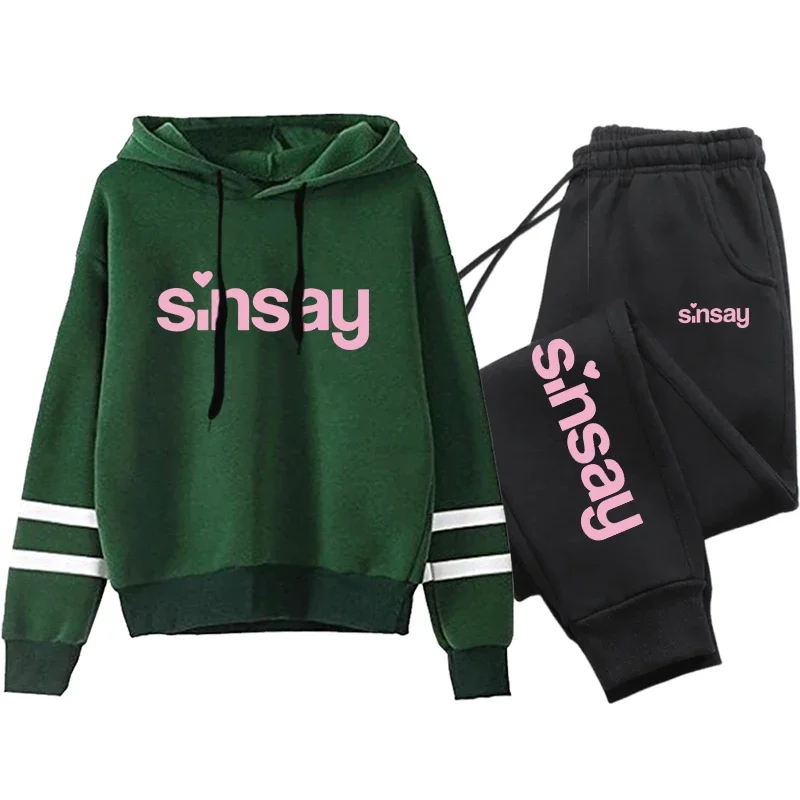 Jogging Women Tracksuit Daily Outdoor Autumn Winter Quality Hoodies Casual Single Piece Stripe Sweatshirt and Sweatpants Comfort