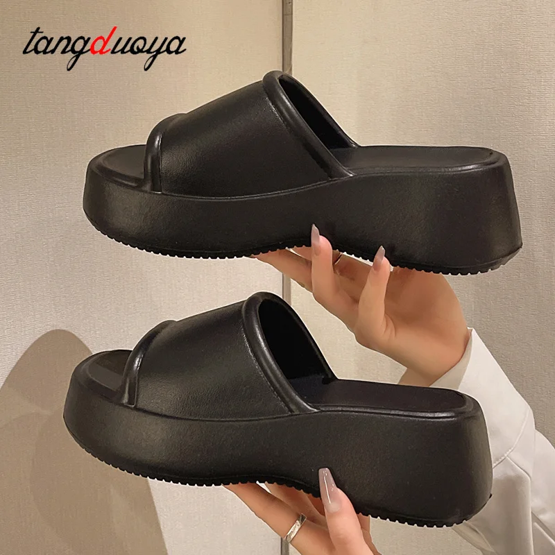 New Thick Sole EVA Slippers for Women Fashion Home Platform Slippers for Summer Outwear Non Slip Elevated Slippers for Women