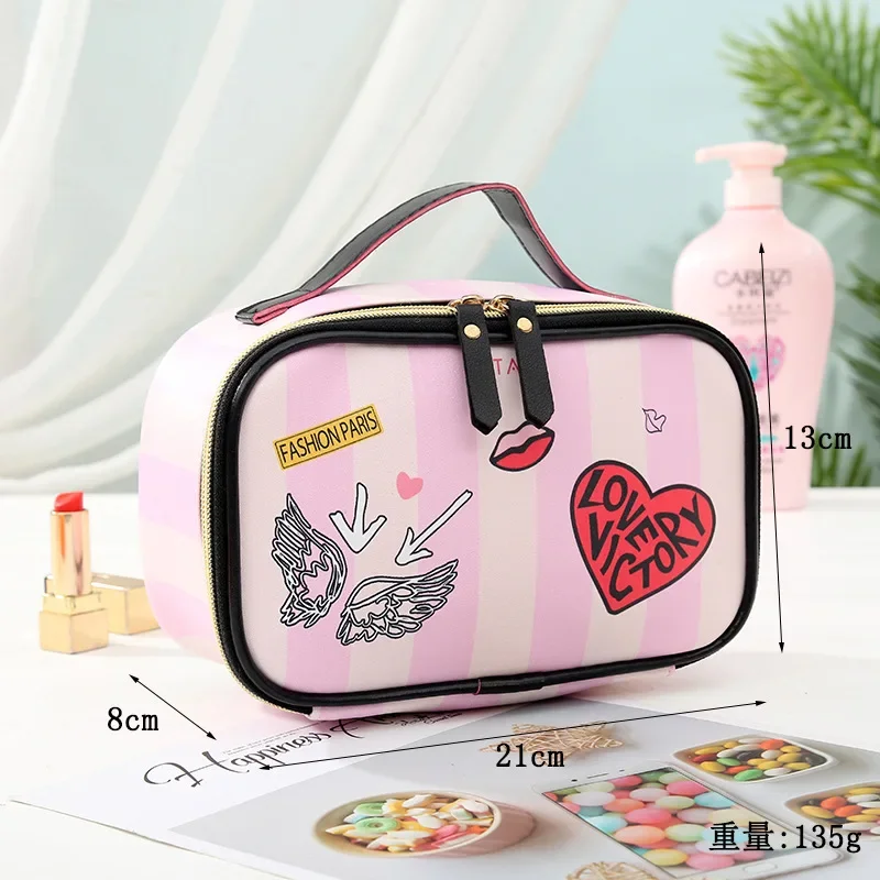 Portable Cosmetic Bag Pu Leather Multifunction Travel Toiletry Storage Organize Handbag Waterproof Female Makeup Case For Women