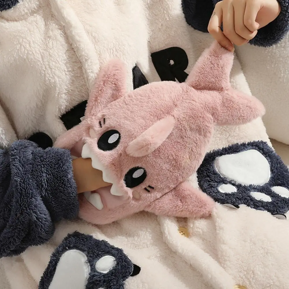 1000ML Portable Shark Hot Water Bag Kawaii Hot Pack Winter Hand Warmer Foot Belly Soft Insulation Hot Water Bottle