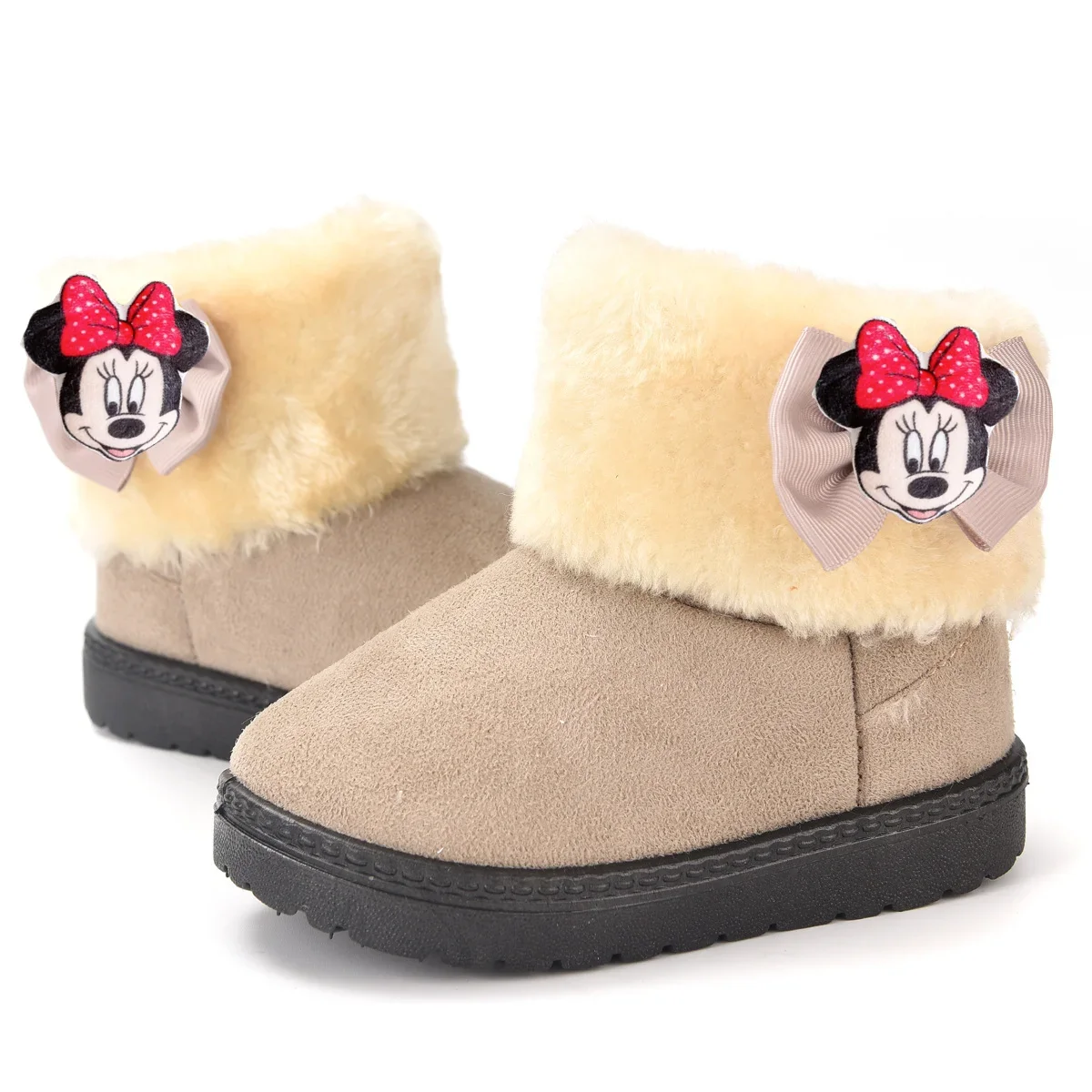 

Disney Mickey Mouse Minnie Winter Children's Snow Cotton Boots Baby Thickened Cotton Boots girl Plus Fleece Thermal Casual Shoes