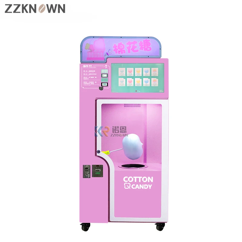 Automatic Cotton Candy Vending Machine Robot Commercial Floss Marshmallow Sugar Electric Making Flower Cotton Candy Machine