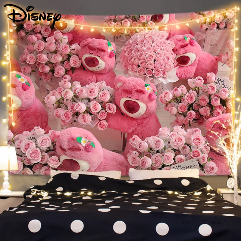 

Disney Cartoon Bear Lotso Aesthetic Hanging Cloth Japanese Korean Style Room Decor Kawaii Background Fabric Lights Decorations