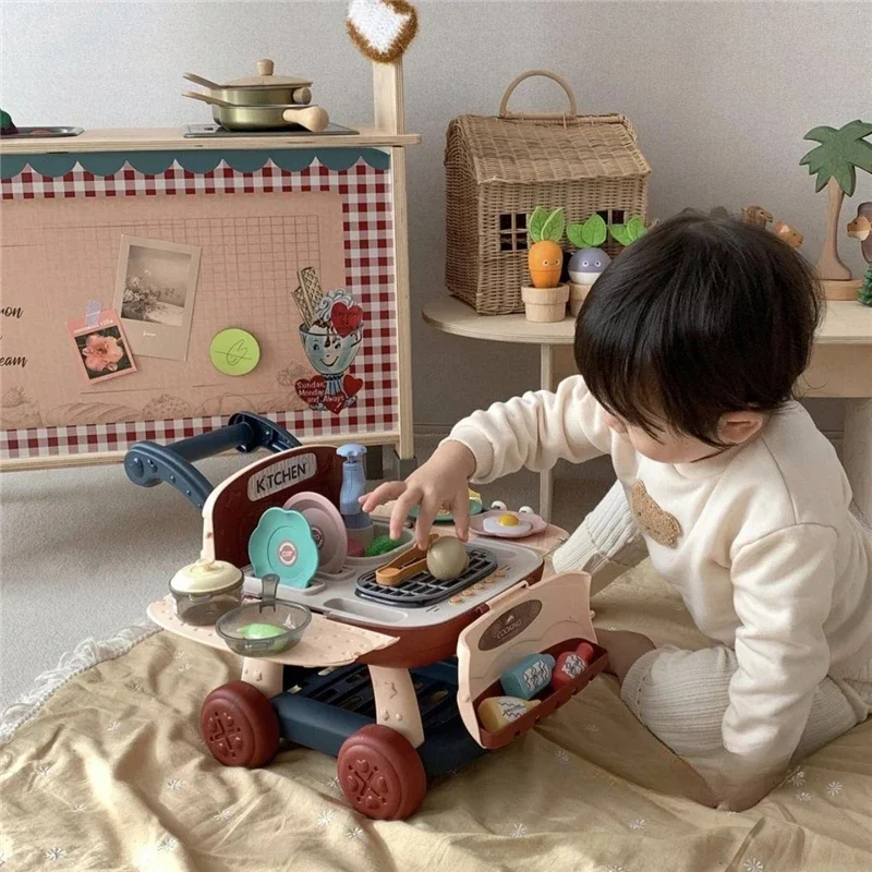 

-Children's Home Kitchen Toys Imitation Cooking Stove Kitchenware Girl Birthday Gift 3-6