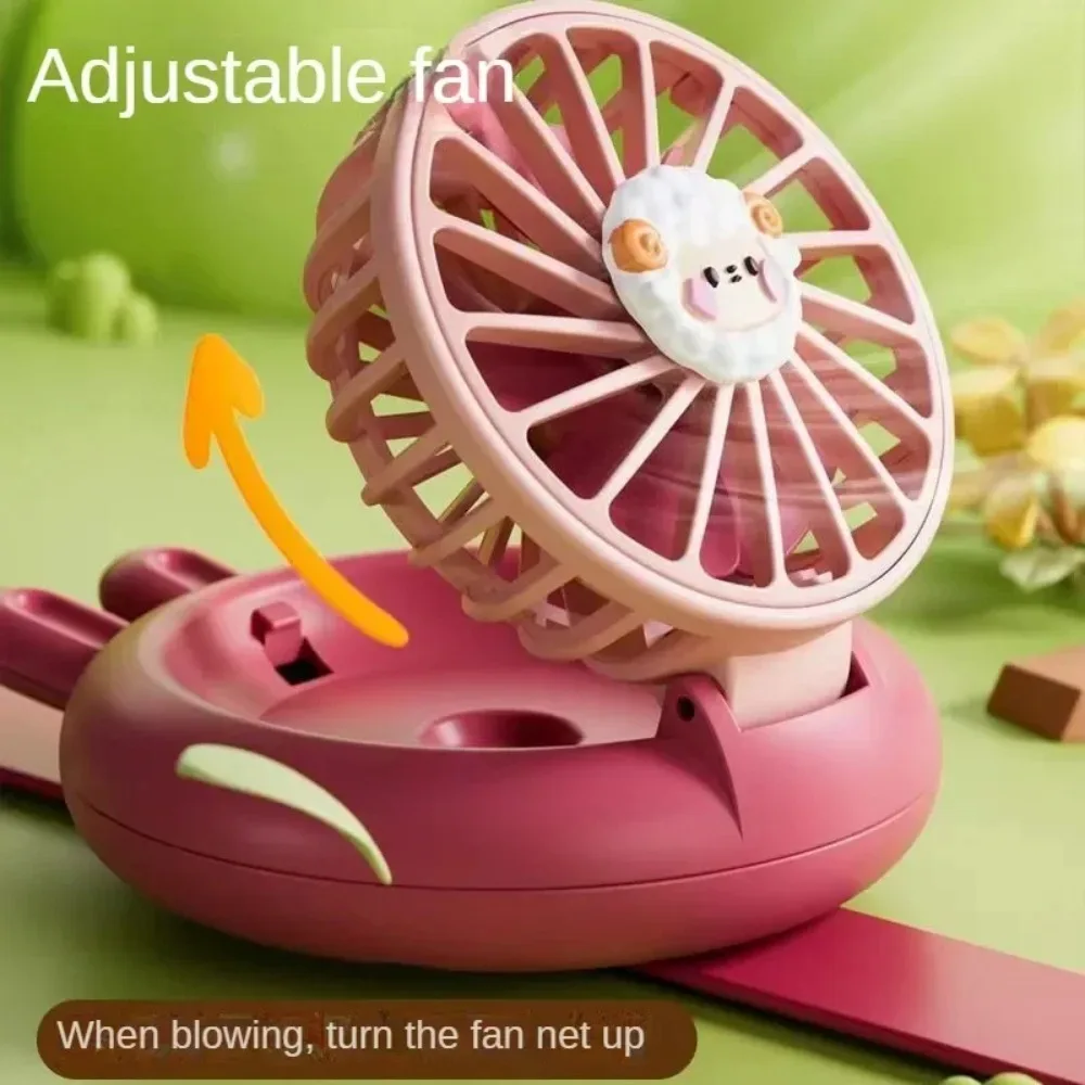 New Handheld Lightweight Children's Mini Fan USB Charging Cute Cartoon Watch Fan Outdoor Portable Small Fan Easy To Carry