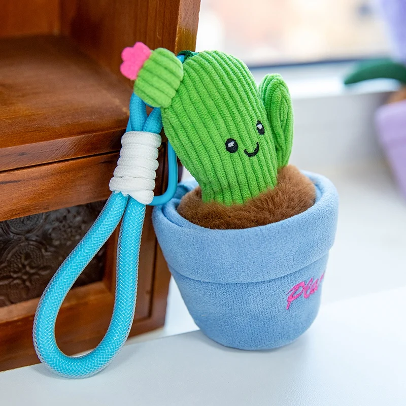 Portachiavi in peluche divertenti da 12 cm: cactus, tulipano, tarassaco - Morbidi portachiavi a forma di piante fumose per borse e zaini