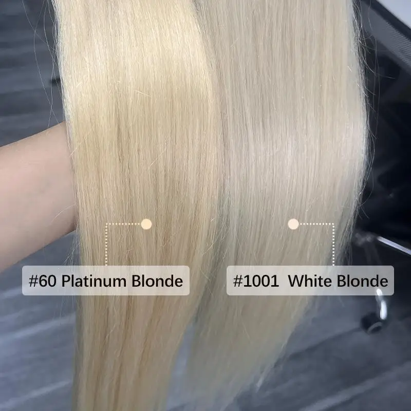 Biondo bianco personalizzato 1001 #   Estensioni dei capelli a punta piatta Capelli umani alla cheratina Capelli a fusione calda 1x0,8 cm Legame 12-24 pollici 50 grammi/confezione
