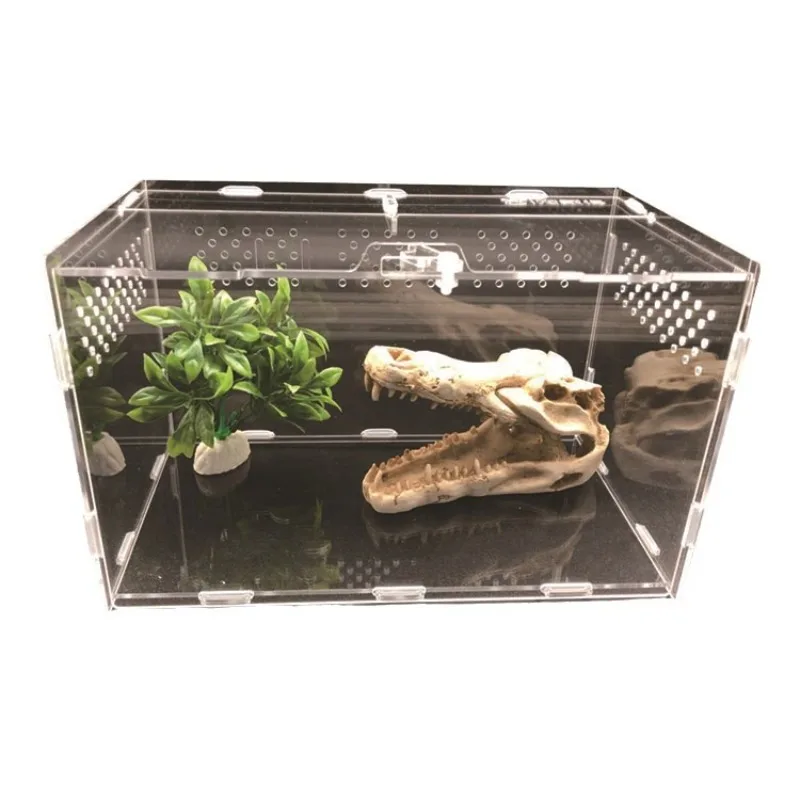 Manufacturer Processed Integrated Leakproof Reptile Box, Acrylic Feeding Enclosure for Snake and Horned Frog
