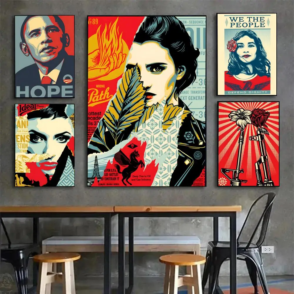 pop street art S-Shepard Fairey Poster Painting Wall Art Mural for Living Room Home Decor and Gifts