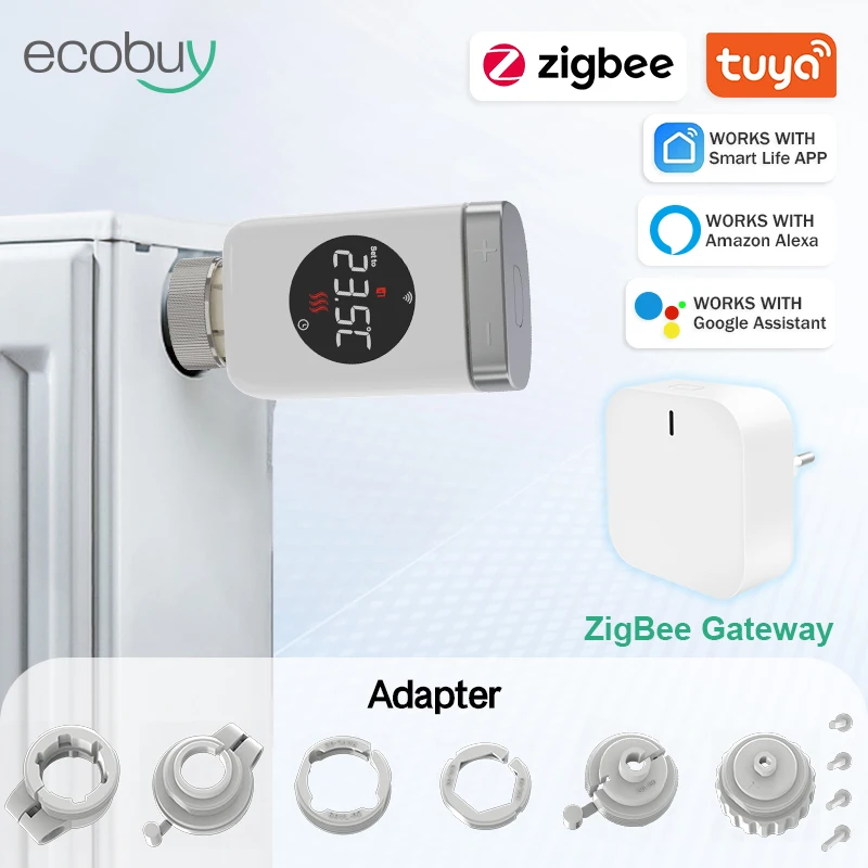 MOES Tuya Smart Wifi/ZigBee Thermostatic Radiator Valve TRV Programmable App Remote Temperature Controller with Alexa GoogleHome