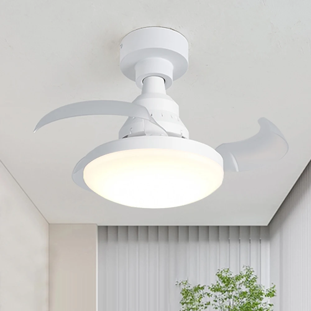 Invisible Leaf Fan with LED Light Remote APP Control Silent 3 Color Stepless Dimming Fan 3 Gears for Living Room Bedroom