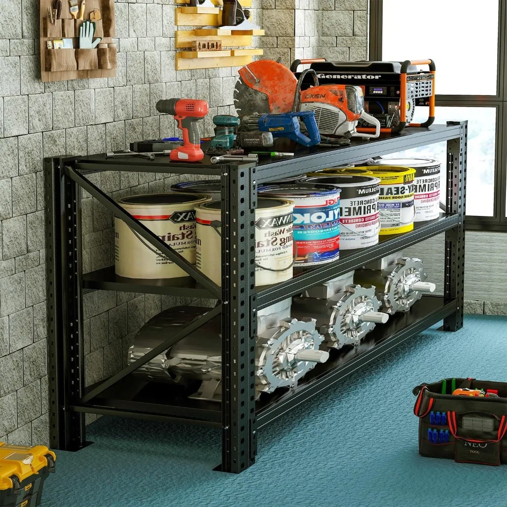 Scaffale per garage in acciaio regolabile a 6 livelli per carichi pesanti per soluzioni di stoccaggio ad alta capacità di carico in garage, magazzini e case