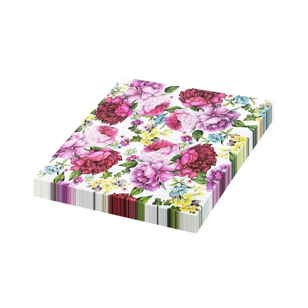 2 paquetes de servilletas de papel desechables creativas con flores, servilletas florales de dibujos animados coloridos, toallas de papel suaves cuadradas para fiesta de Navidad