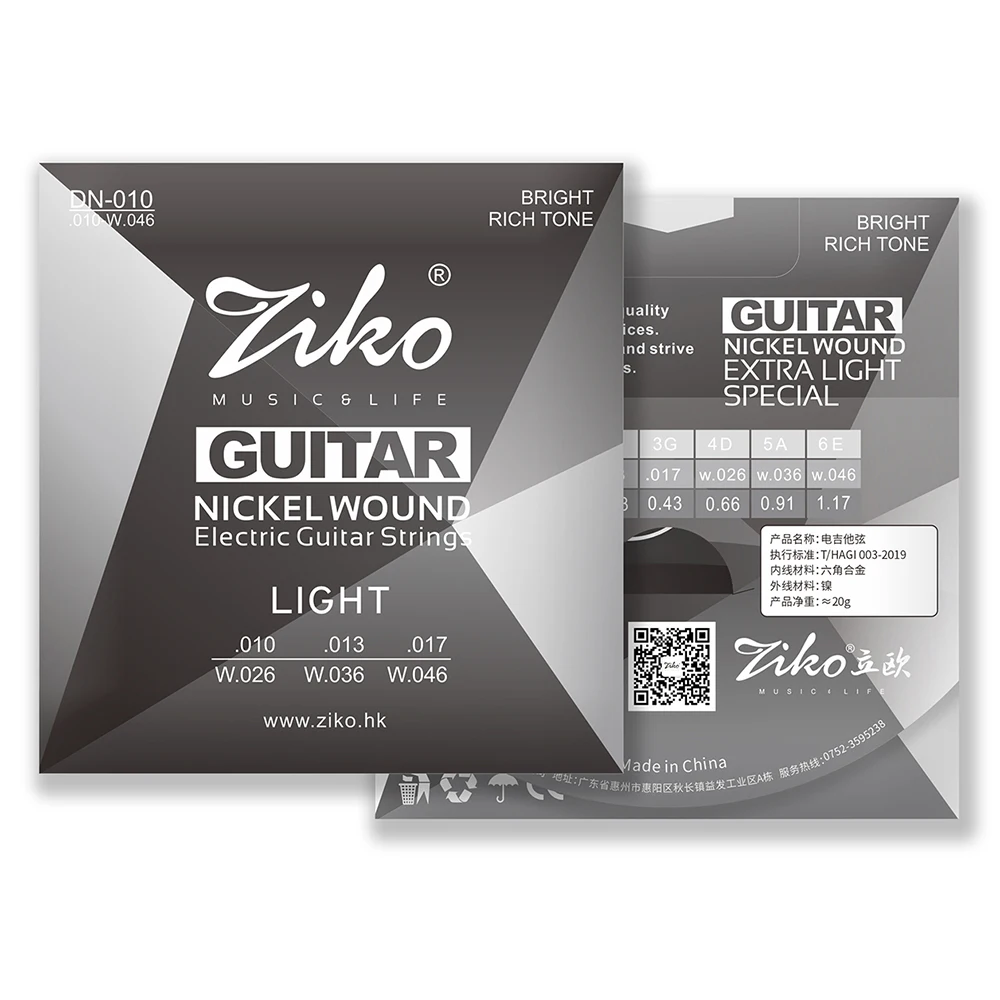 ZIKO DN-010 Electric Guitar StringsNickel Wound Hexangon Alloy Core Guitar String Electric Guitar Stringed Parts Accessories