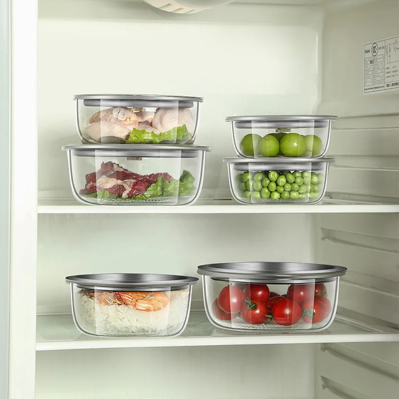 Fresh preservation box with glass bowl fruit and vegetable storage box refrigerator specific sealed