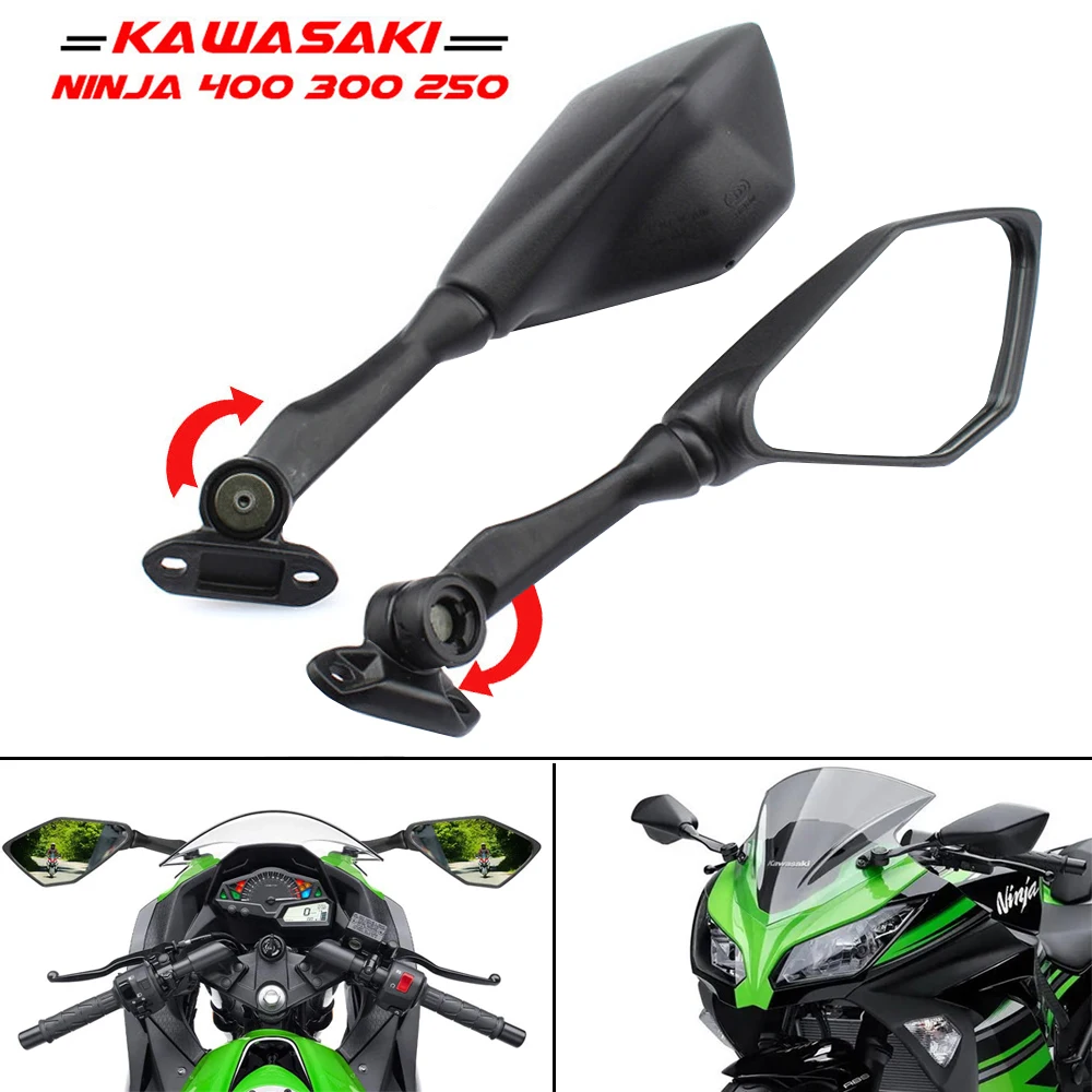 Motorcycle Rear View Mirrors for Kawasaki 2018-2021 Ninja 400 / 2011-2018 Ninja 250 ZX 6R 636 650 300R EX300 Side Review Mirror