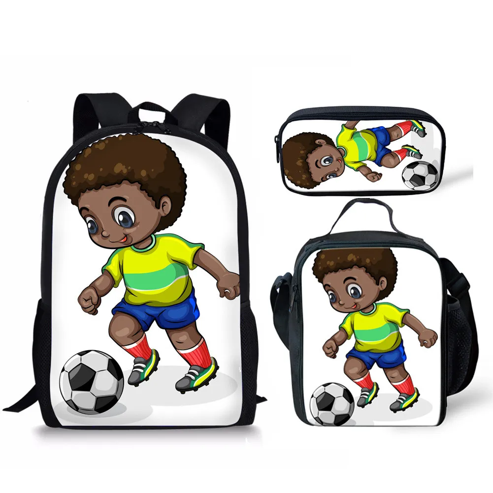 

Classic Popular Novelty African Black Boys 3D Print 3pcs/Set pupil School Bags Laptop Daypack Backpack Lunch bag Pencil Case