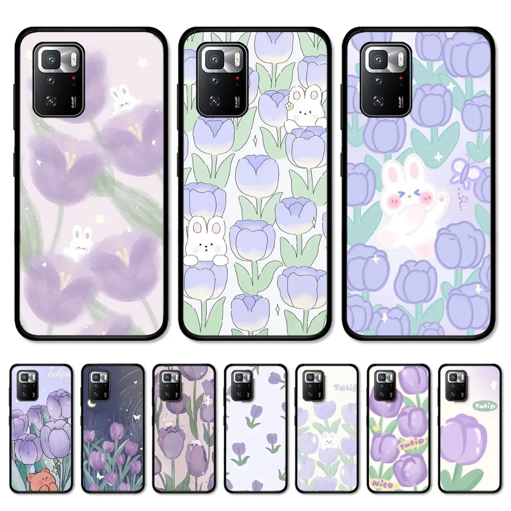 Purple Tulip Phone Case For Redmi 5 6 7 8 9 10 plus pro 6 7 8 9 A GO K20 K30 K40 pro plus F3 Fundas