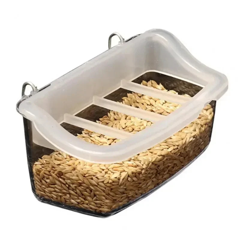 Parrot Feed Box Parrot Feed Splash Box Cage Accessory Hanging Bird Feeder for Bird Food Aviary and Field with Grid Bird Supplies