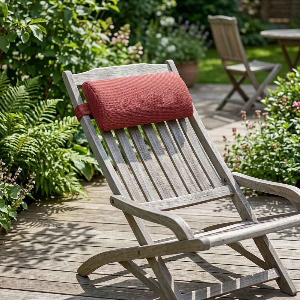 Outdoor Seating Accessory Headrest Pillow for Recliners and Lounge Chairs with Polyester Fill and Fabric Shell