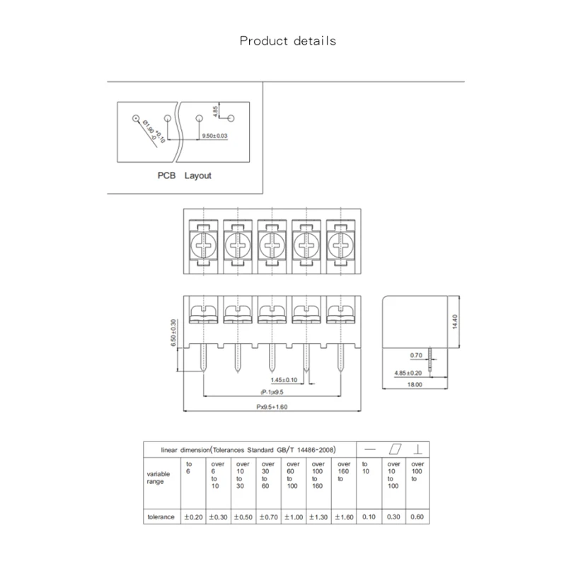 (10 Pieces) HB9500-9.5-2P 3P 4P Direct Plug 300V/30A 9.5mm Pitch Fence Type Terminal Block