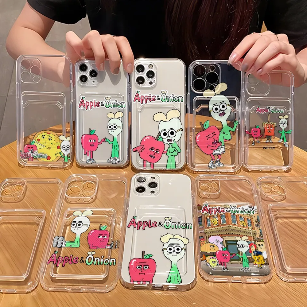 Anime A-Apple And Onion Card Hold Phone Case For Samsung Galaxy S26 S25 S24 S23 S22 S21 S20 FE Edge Plus Ultra M33 M53 M54 5G