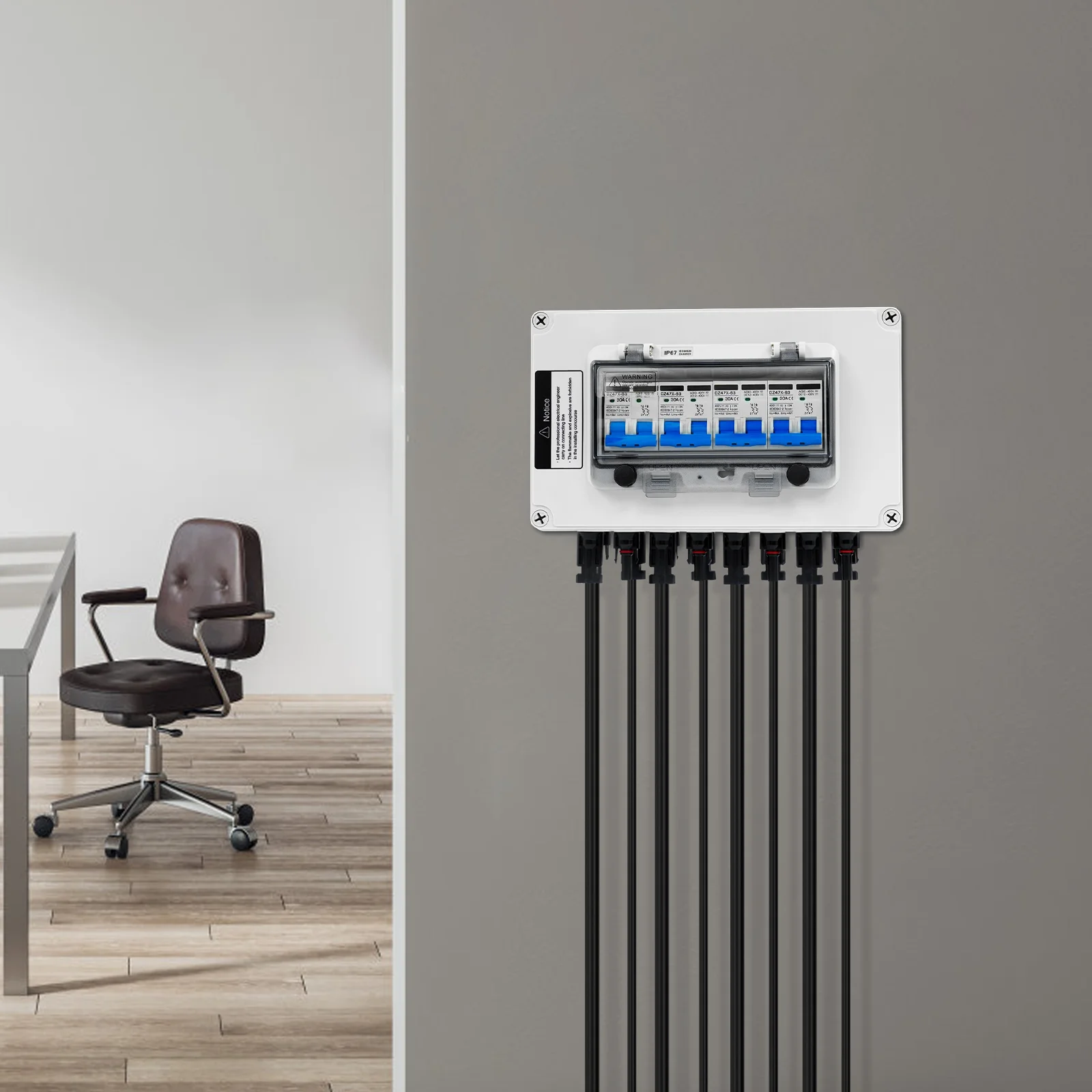 Picture 5: PV Combiner Box 2 Input 2 Output IP67 Waterproof with 30A Circuit Breaker Overvoltage Protection for Solar Panel System Off Grid