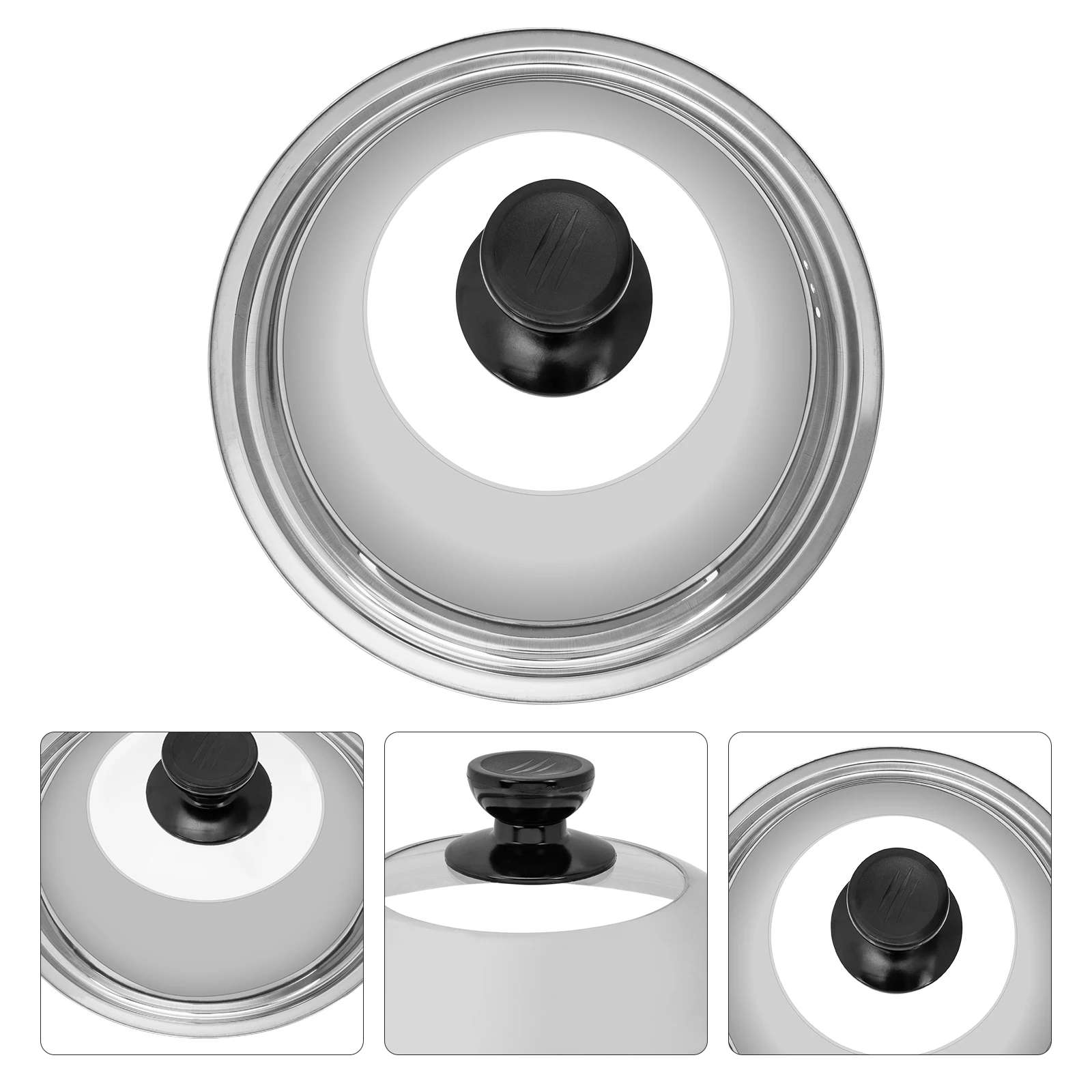 

Thickened Stainless Steel Glass Wok Cover Universal Frying Pan Lid With Handle Kitchen Cooking Tool Visible Pot Lid Household
