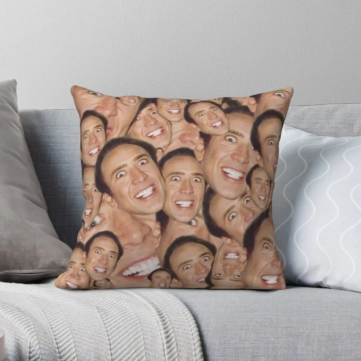 

Nicolas Cage Face Collage Square Pillowcase Polyester Linen Velvet Printed Zip Decorative Pillow Case Home Cushion Cover 45x45